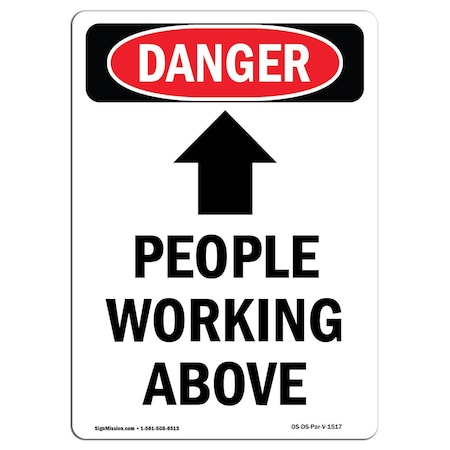 OSHA Danger Sign, People Working Above, 5in X 3.5in Decal